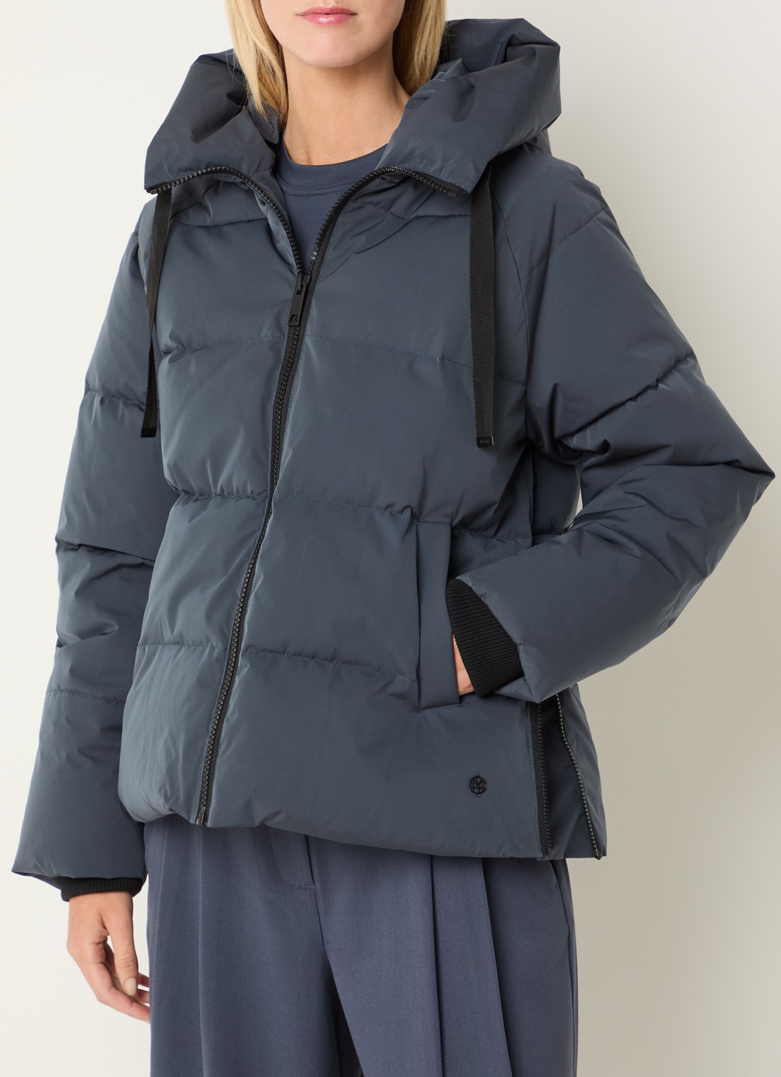 MSCH Copenhagen MSCHPavinaria puffer jack met steekzakken en capuchon - detail staalblauw