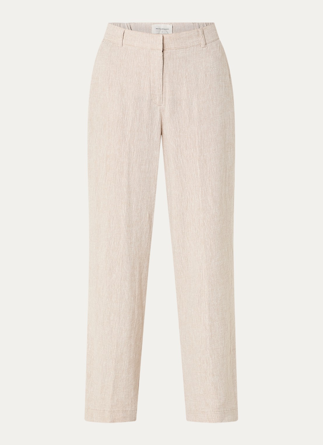 MSCH Copenhagen MSCHPennie high waist wide fit pantalon in linnenblend met steekzakken - voorkant 3 beige