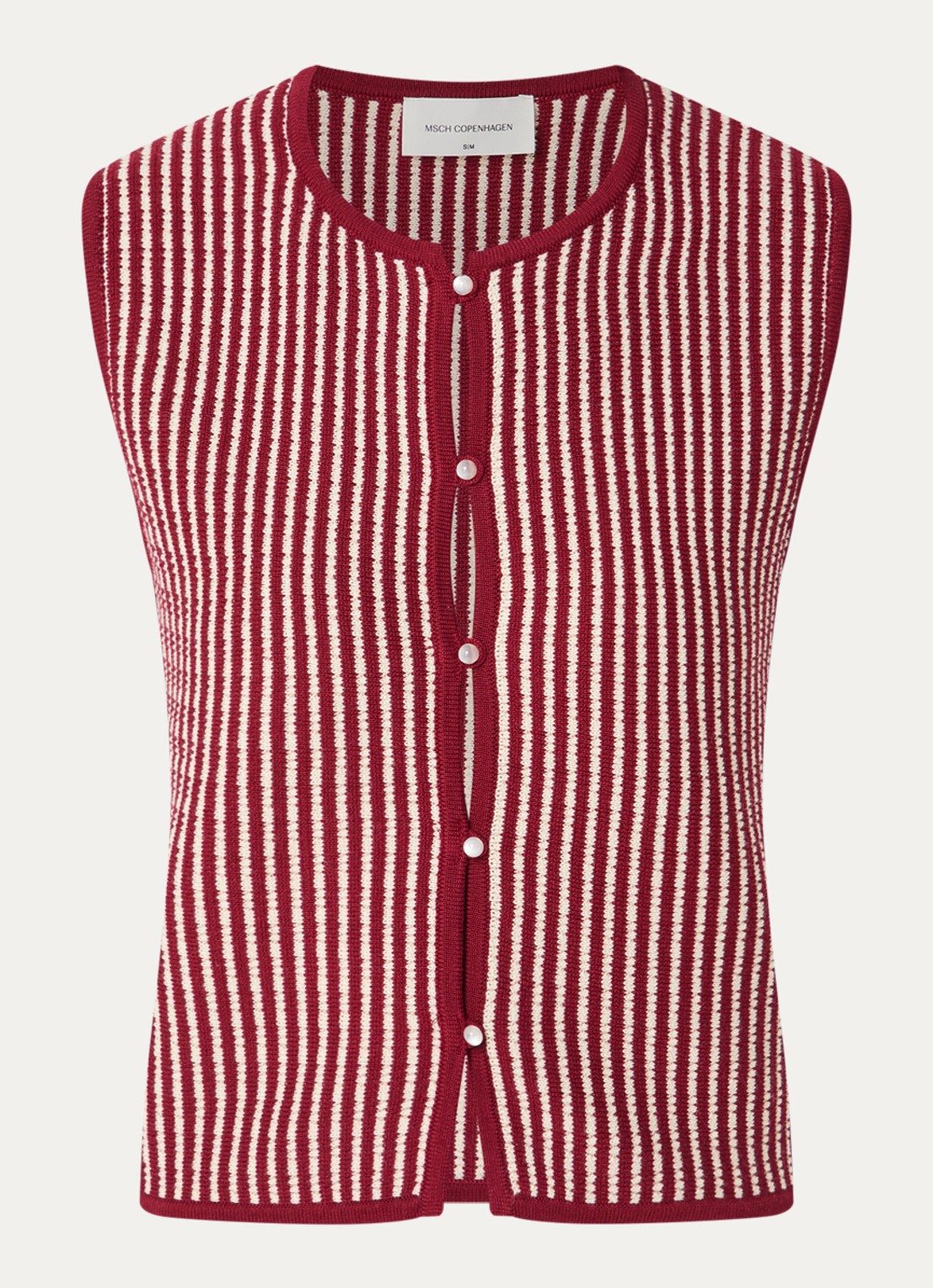 MSCH Copenhagen MSCHPriscilla grofgebreide gilet met streepprint - voorkant multicolor