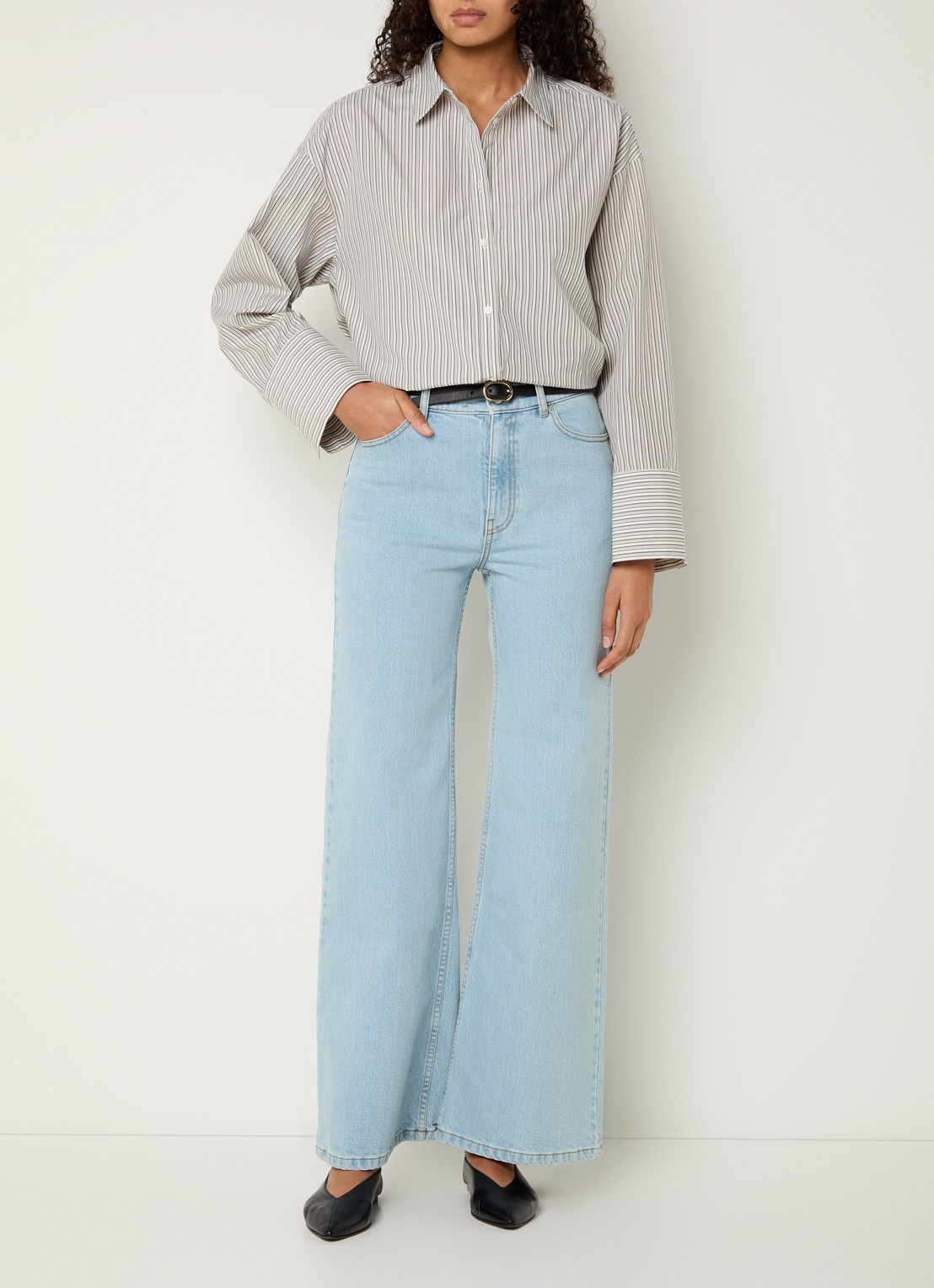 MSCH Copenhagen MSCHRabea blouse met streepprint - voorkant 2 gebroken wit