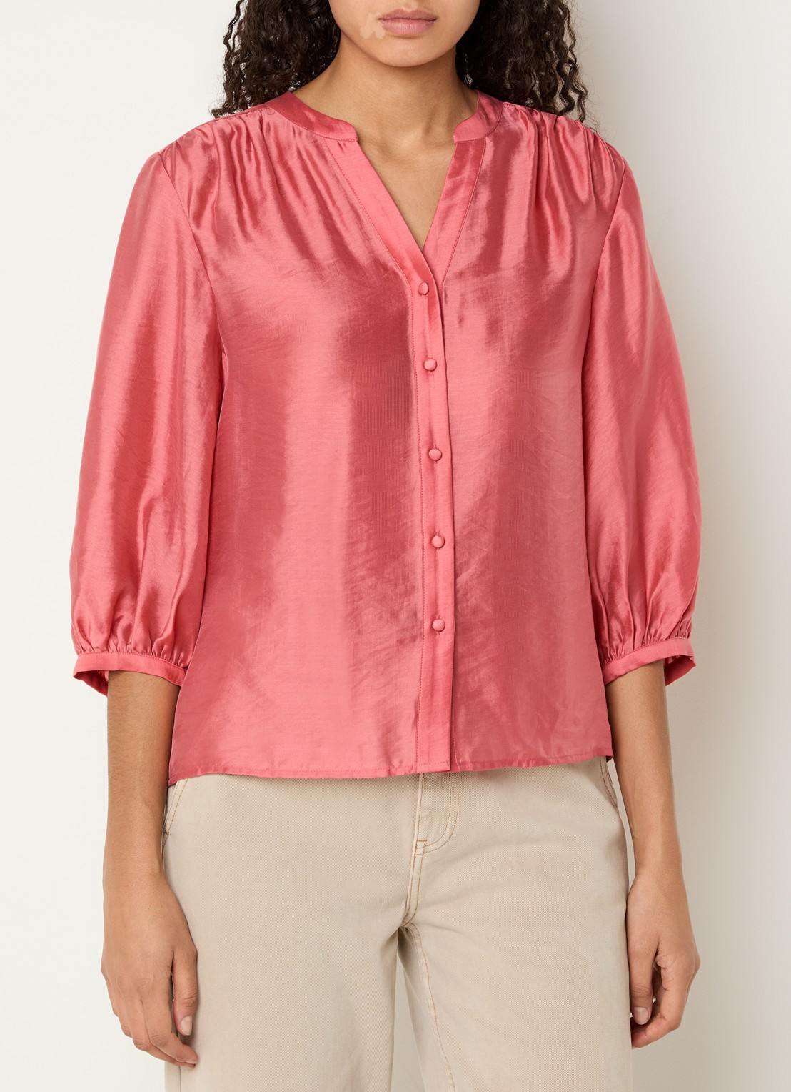 MSCH Copenhagen MSCHRamona blouse met ballonmouwen - detail roze