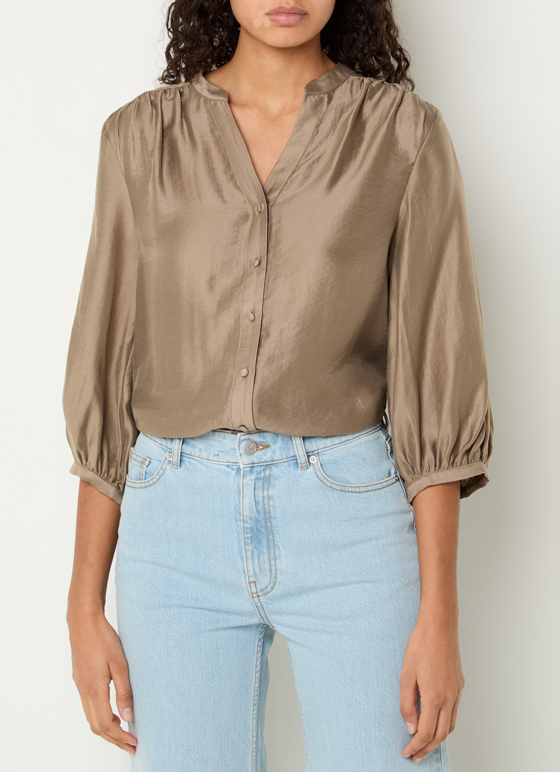 MSCH Copenhagen MSCHRamona blouse met plooidetail - detail zand