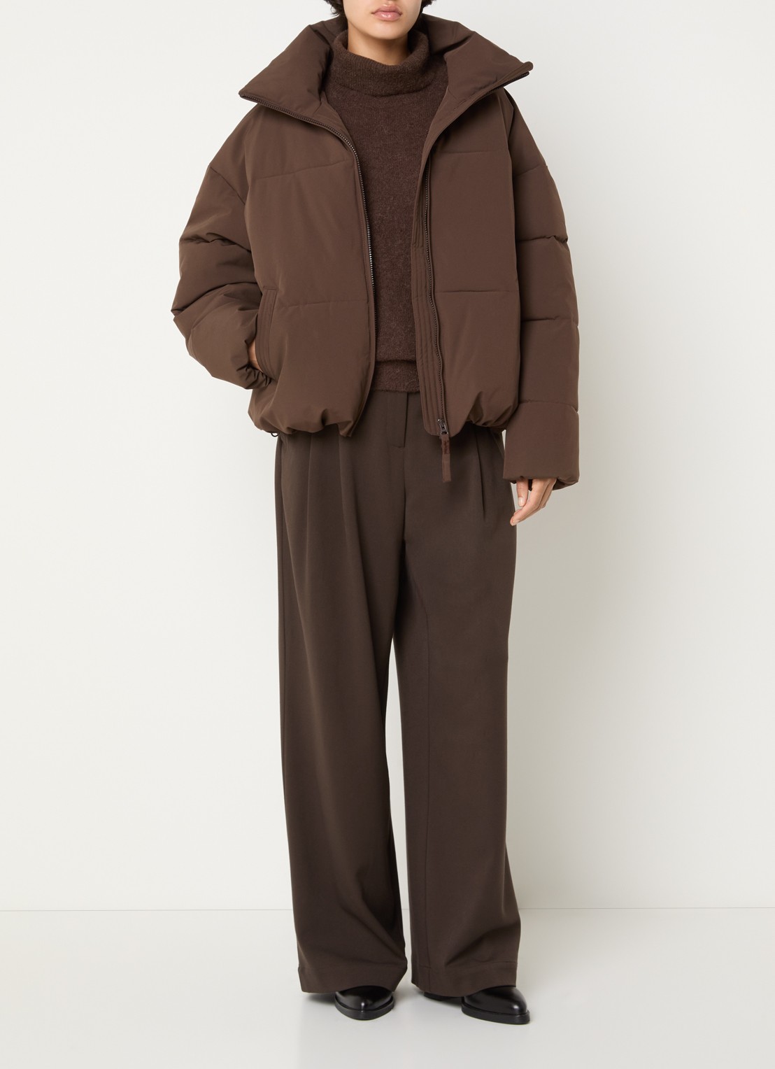 MSCH Copenhagen MSCHRefron puffer jack met steekzakken - voorkant 2 bruin