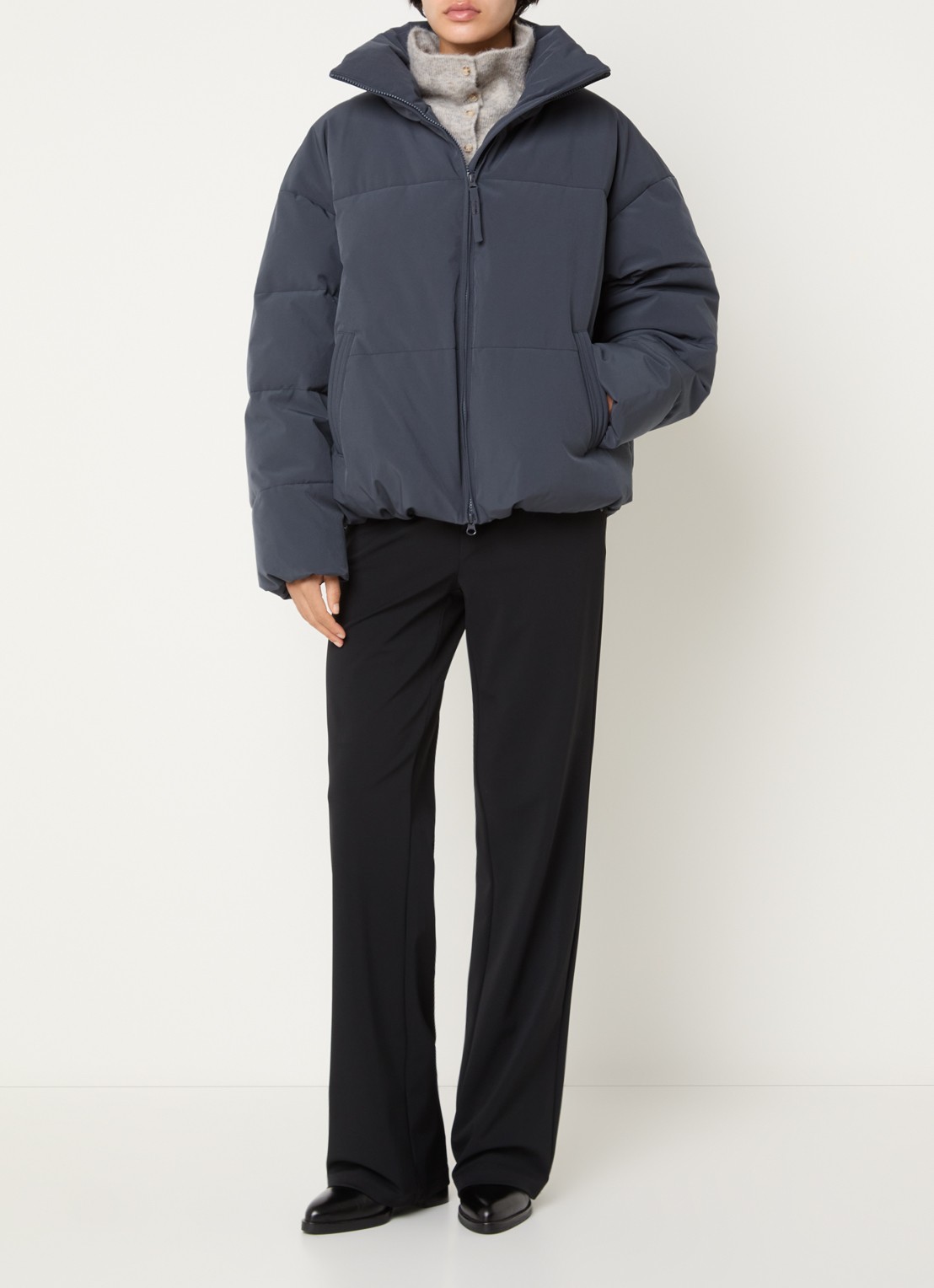 MSCH Copenhagen MSCHRefron puffer jack met steekzakken - voorkant 3 staalblauw