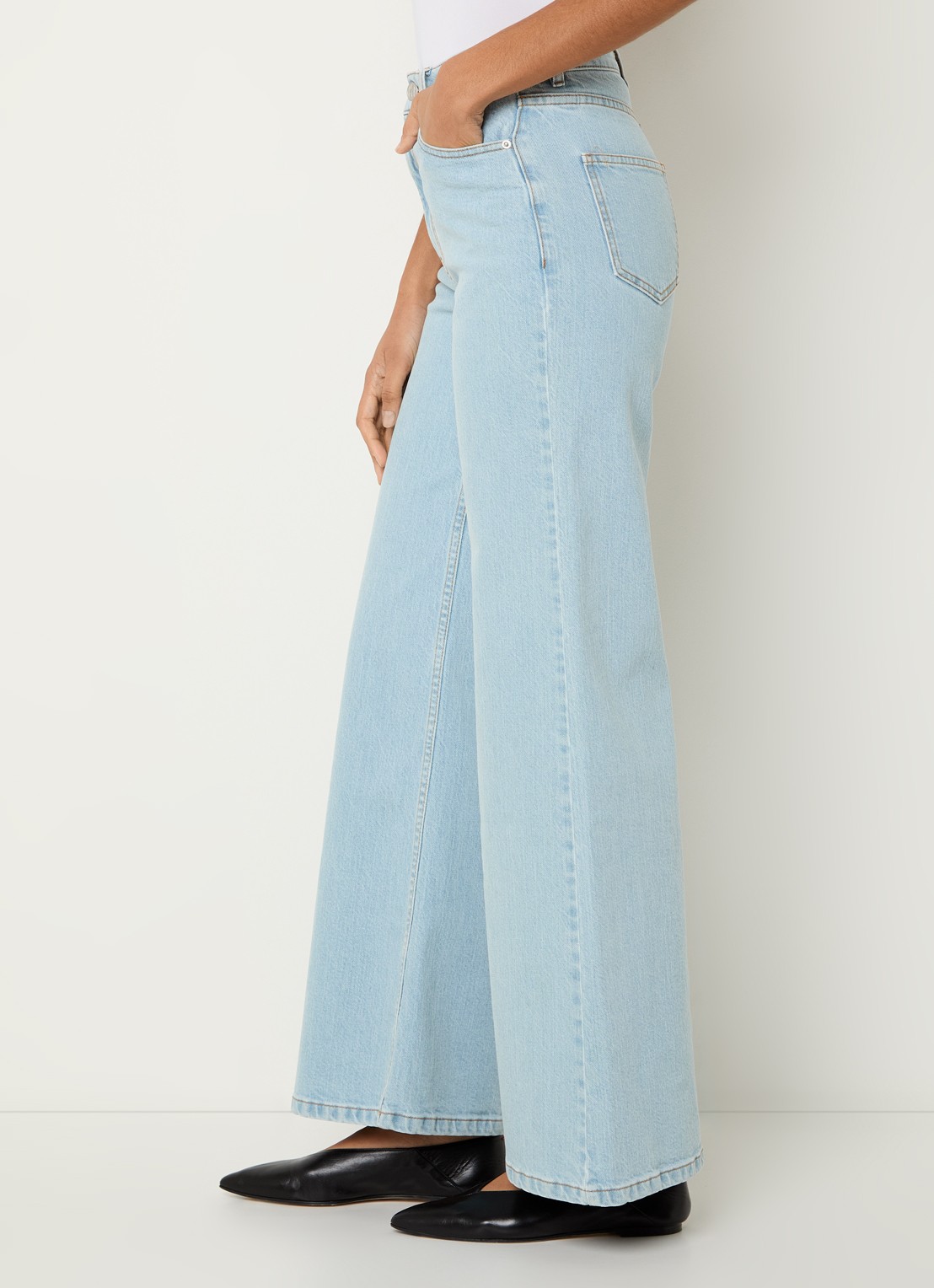 MSCH Copenhagen MSCHSolia high waist flared jeans met lichte wassing - detail 4 indigo
