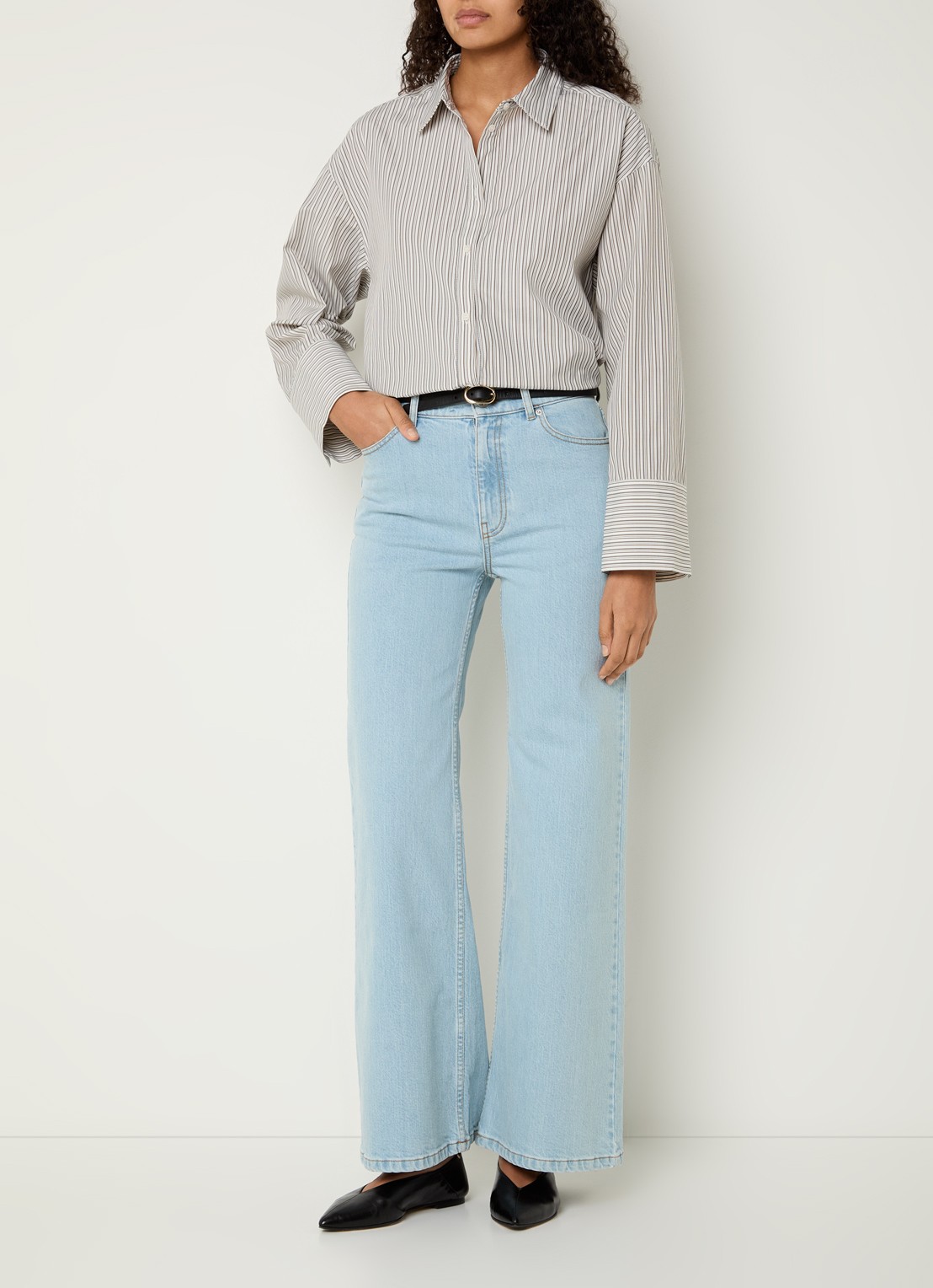 MSCH Copenhagen MSCHSolia high waist flared jeans met lichte wassing - voorkant 2 indigo
