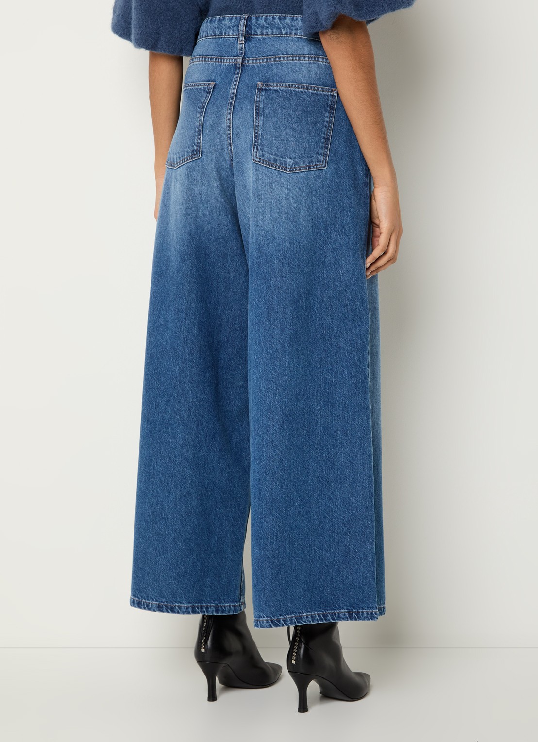 MSCH Copenhagen MSCHTurig high waist wide leg jeans met met medium wassing - achterkant 3 indigo