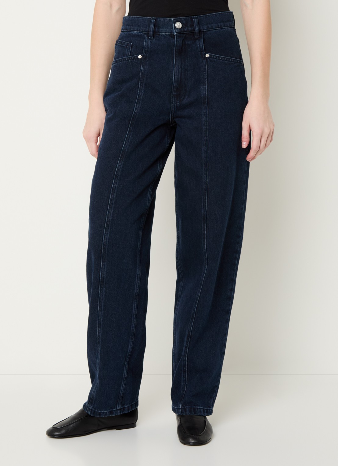 MSCH Copenhagen MSCHUtta high waist tapered jeans met donkere wassing - detail 3 indigo
