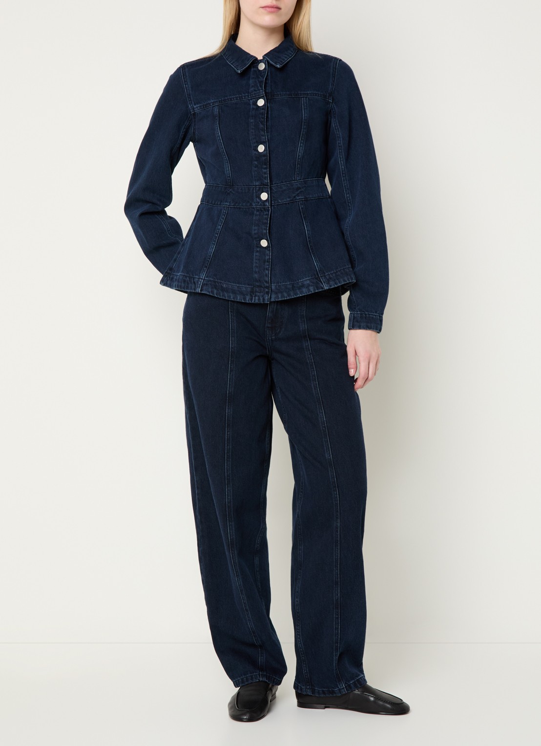 MSCH Copenhagen MSCHUtta high waist tapered jeans met donkere wassing - voorkant 2 indigo