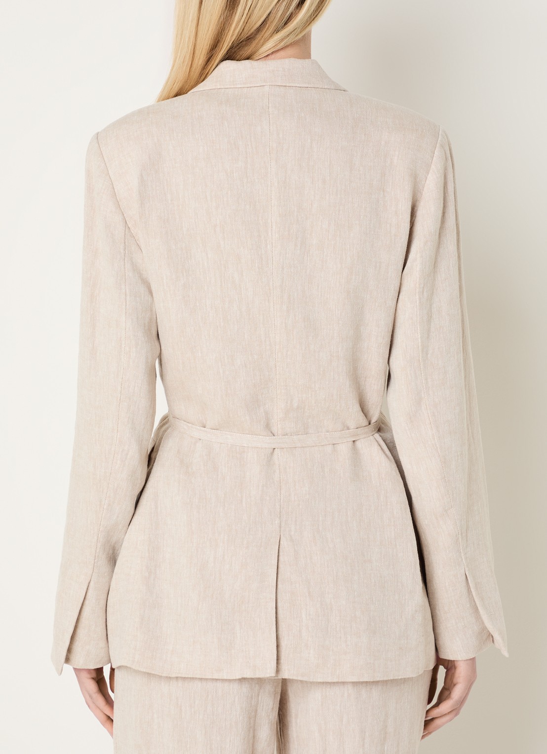 MSCH Copenhagen MSCHViana blazer in linnenblend met klepzakken en strikceintuur - achterkant 4 beige
