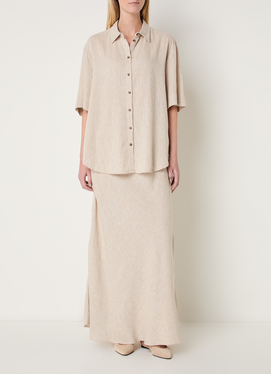 MSCH Copenhagen MSCHViana blouse van linnen - voorkant 2 beige