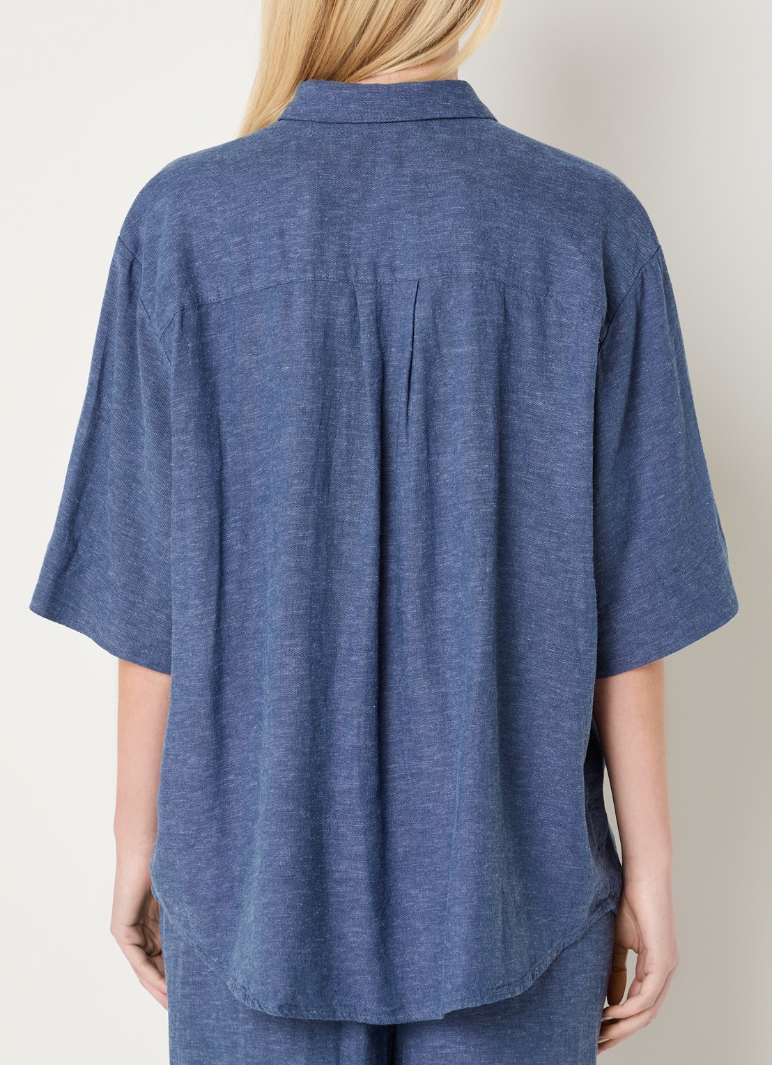 MSCH Copenhagen MSCHViana blouse van linnen - achterkant 2 staalblauw