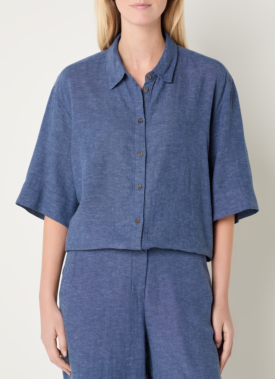 MSCH Copenhagen MSCHViana blouse van linnen - detail staalblauw