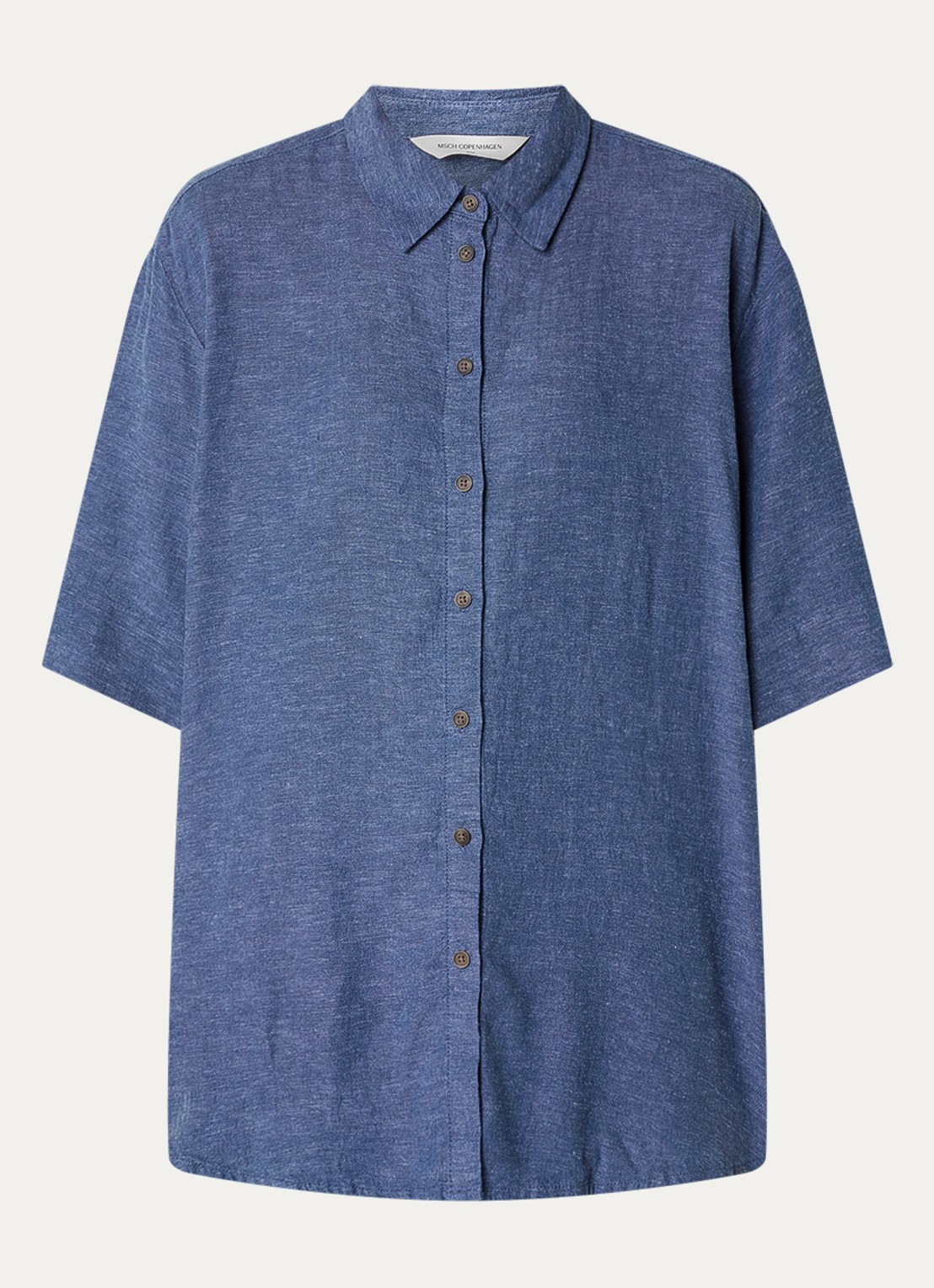 MSCH Copenhagen MSCHViana blouse van linnen - voorkant 3 staalblauw