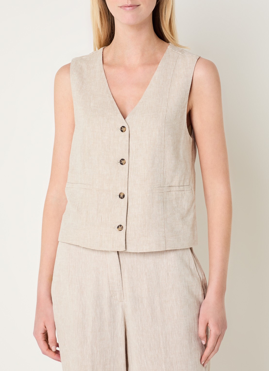 MSCH Copenhagen MSCHViana gilet in linnenblend - detail beige