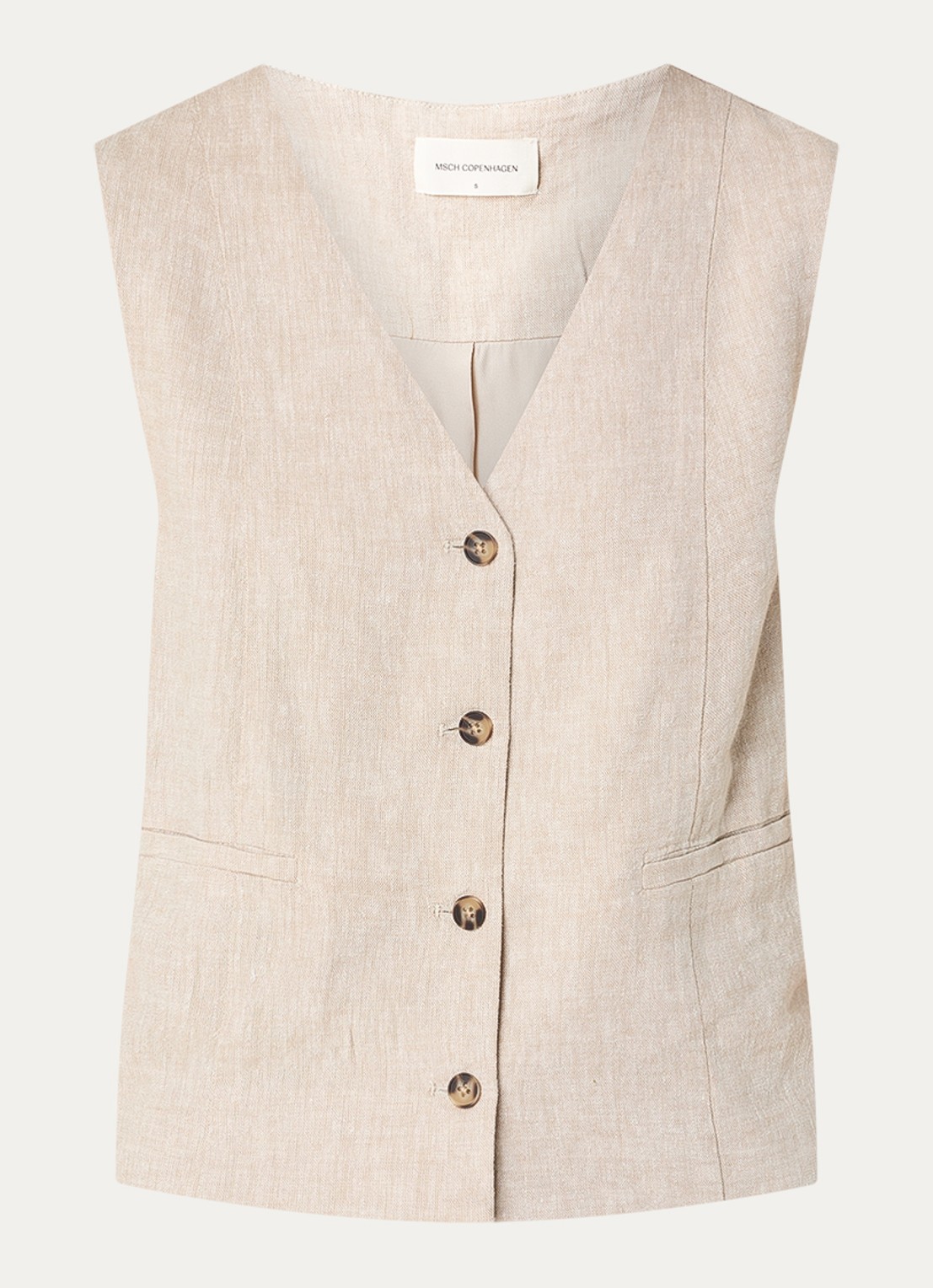 MSCH Copenhagen MSCHViana gilet in linnenblend - voorkant 2 beige