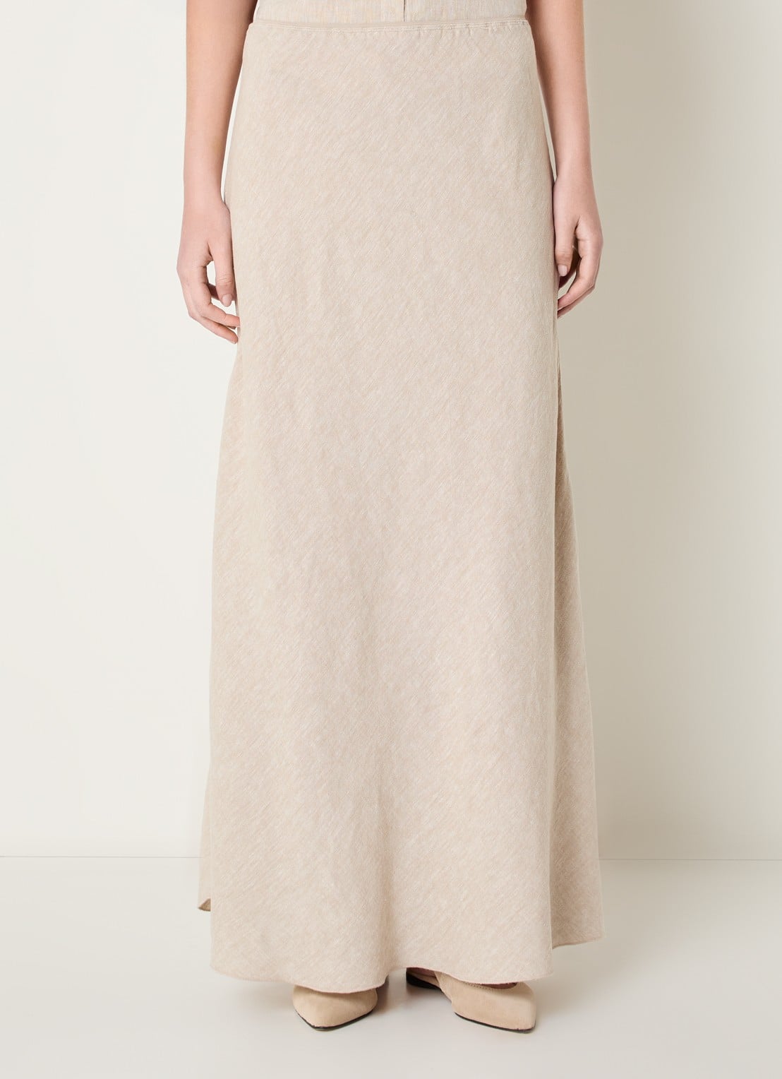 MSCH Copenhagen MSCHViana maxi rok in linnenblend - detail beige