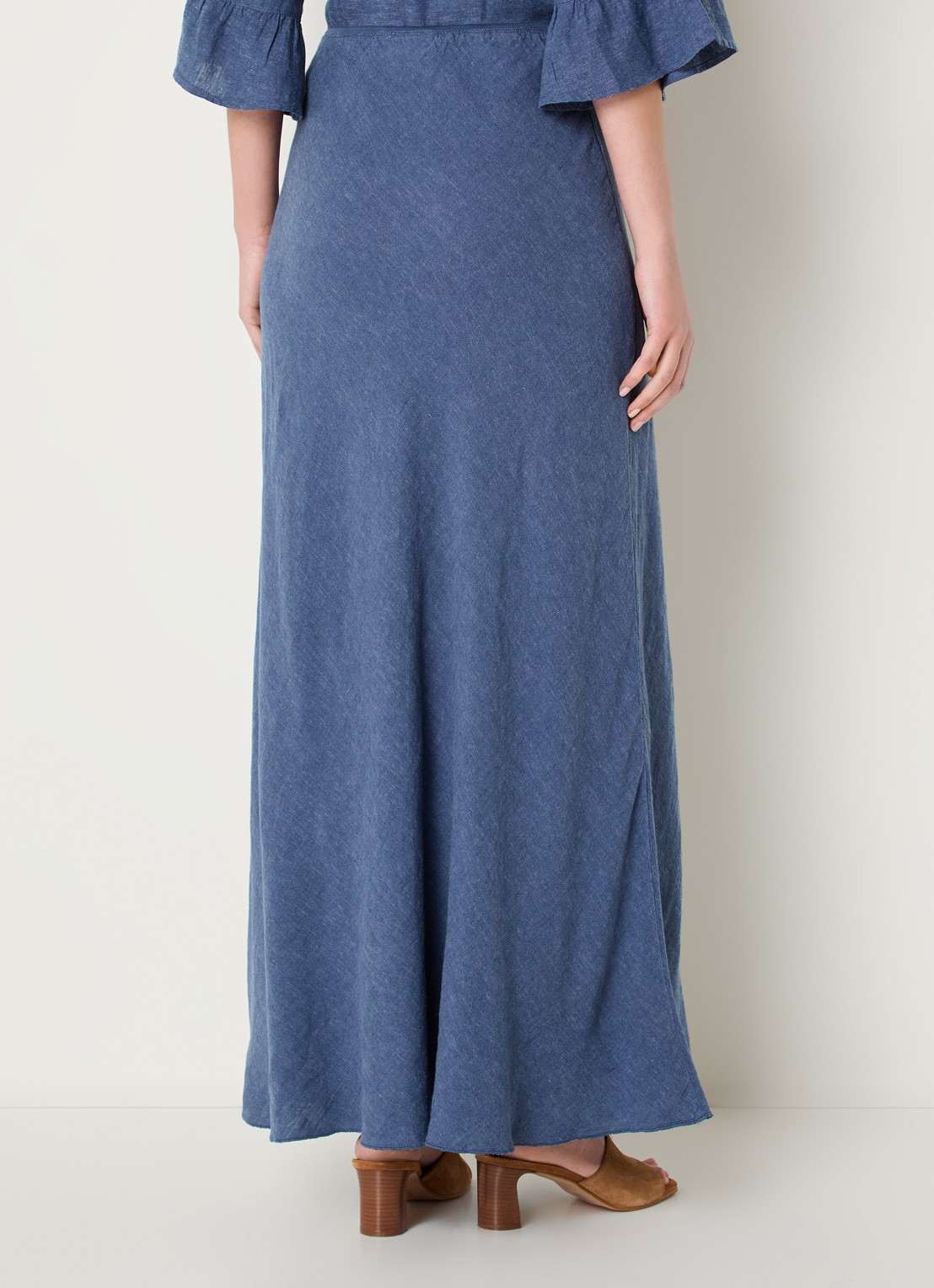 MSCH Copenhagen MSCHViana maxi rok in linnenblend - achterkant 4 blauw