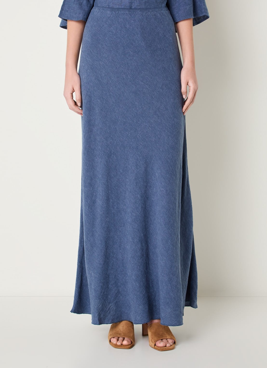 MSCH Copenhagen MSCHViana maxi rok in linnenblend - detail blauw