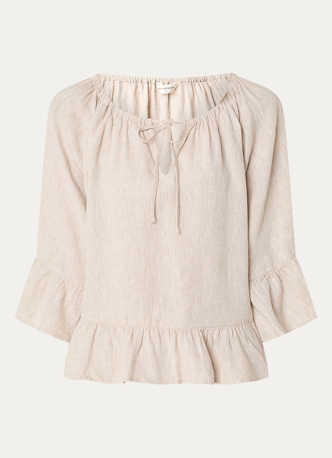 MSCH Copenhagen MSCHViana tuniek in linnenblend met strikkraag - voorkant 3 beige