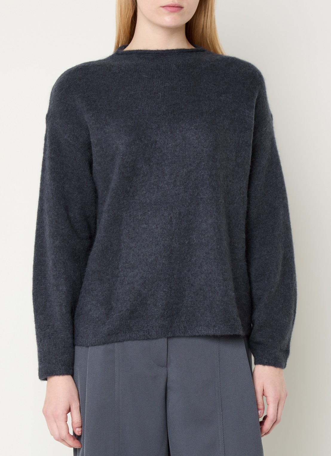 MSCH Copenhagen MSCHViloh grofgebreide pullover in alpaca wolblend - detail blauw