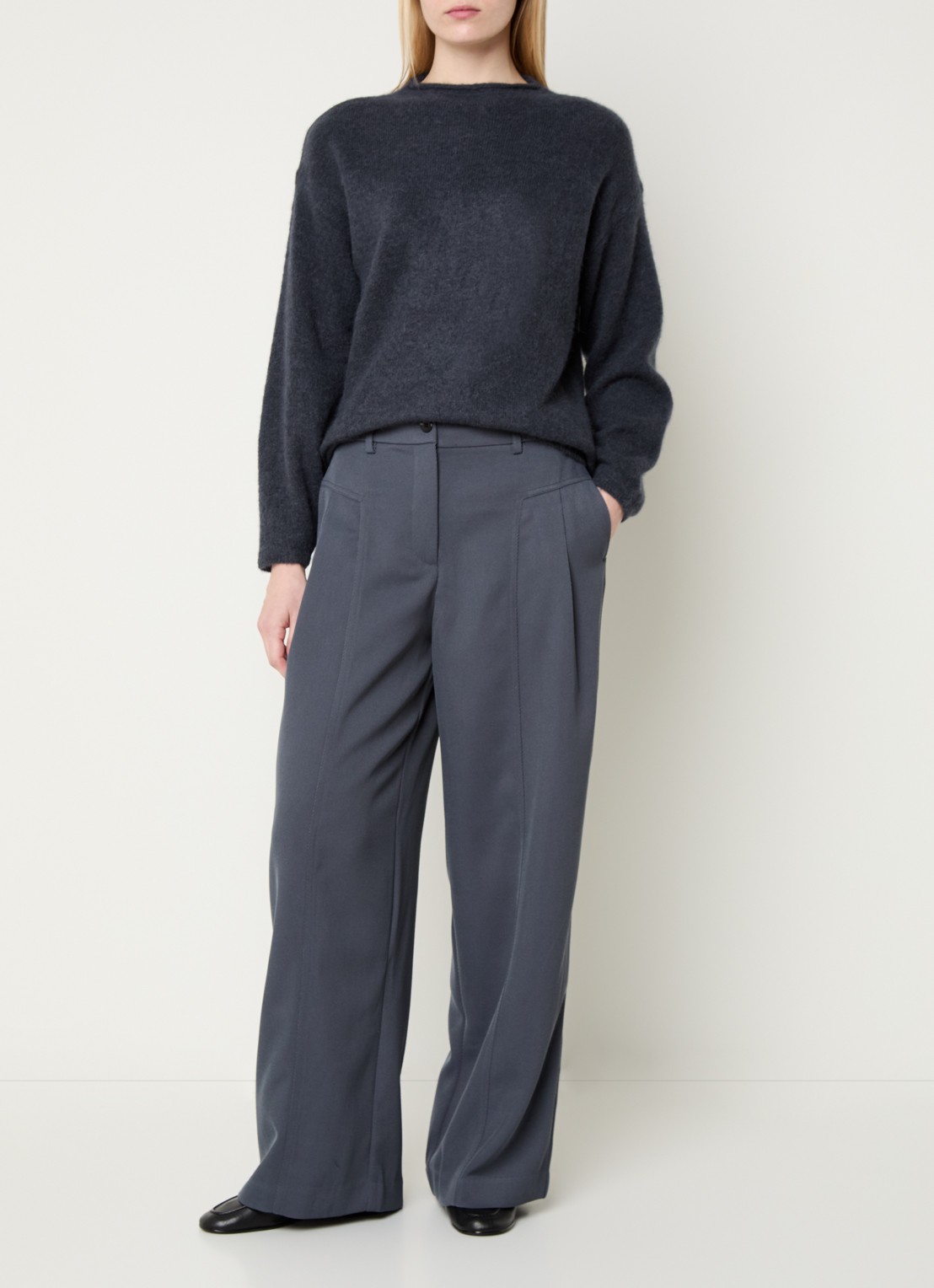 MSCH Copenhagen MSCHViloh grofgebreide pullover in alpaca wolblend - voorkant 4 blauw
