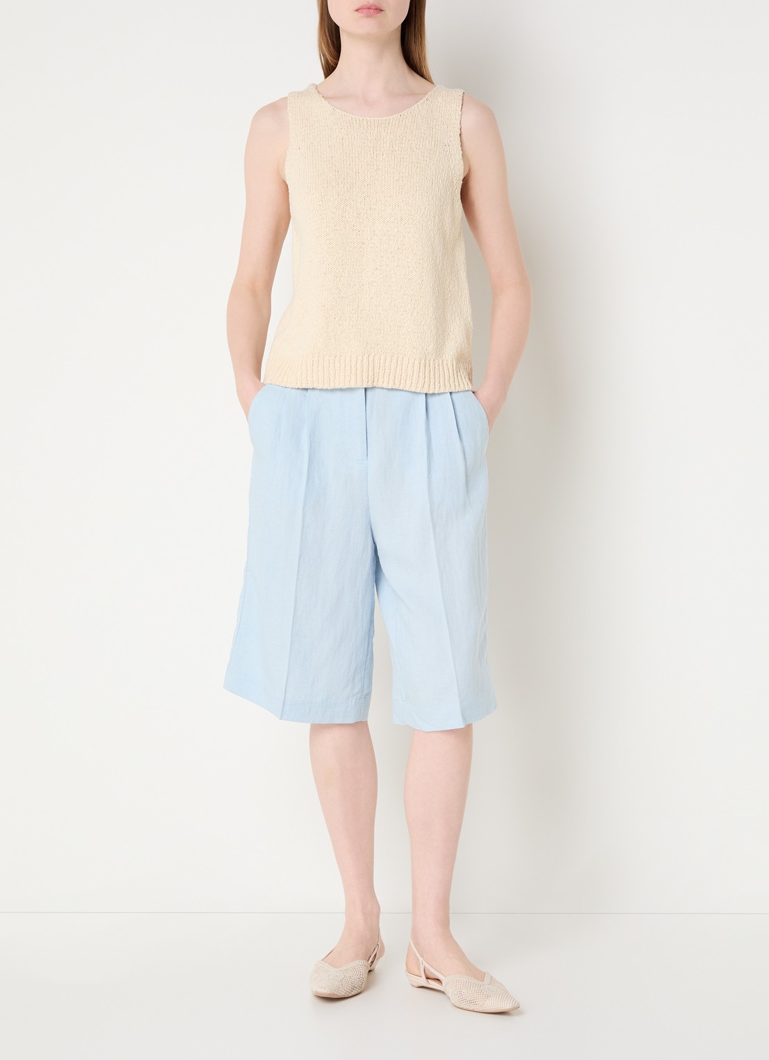 MSCH Copenhagen MSCHVivika grofgebreide tanktop - voorkant 3 beige