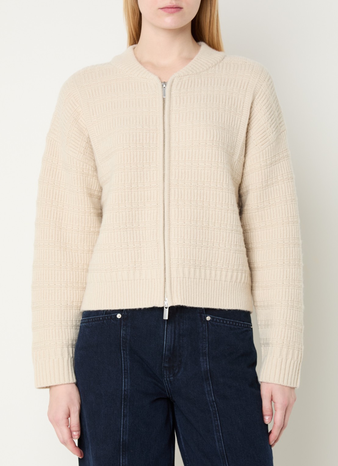MSCH Copenhagen MSCHWarnee grofgebreid vest in wolblend met structuur - detail beige