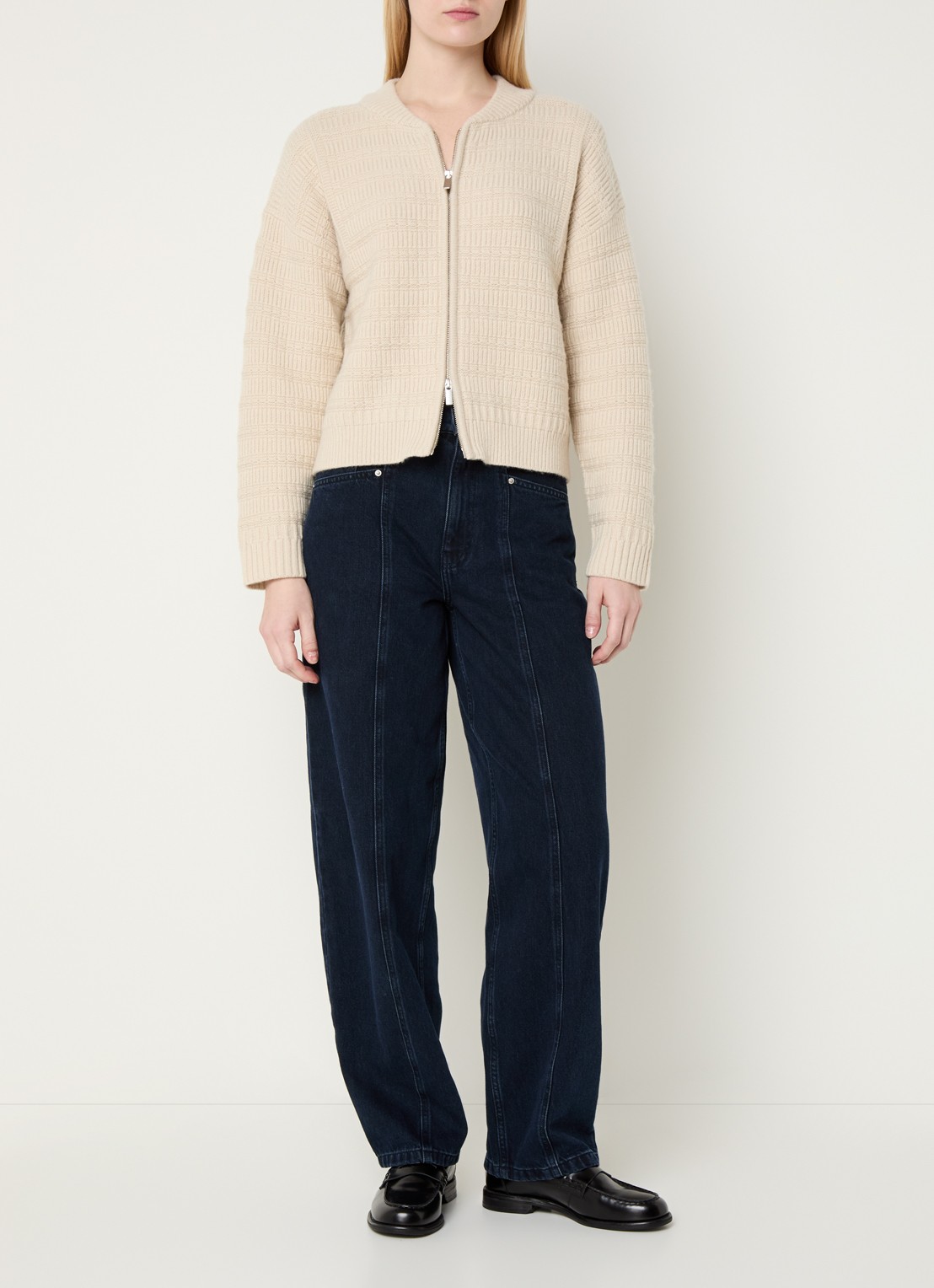 MSCH Copenhagen MSCHWarnee grofgebreid vest in wolblend met structuur - voorkant 3 beige
