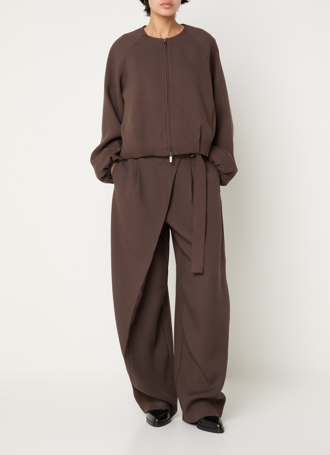 MSCH Copenhagen MSCHZein Esteriane high waist loose fit pantalon met ceintuur - voorkant 4 bruin