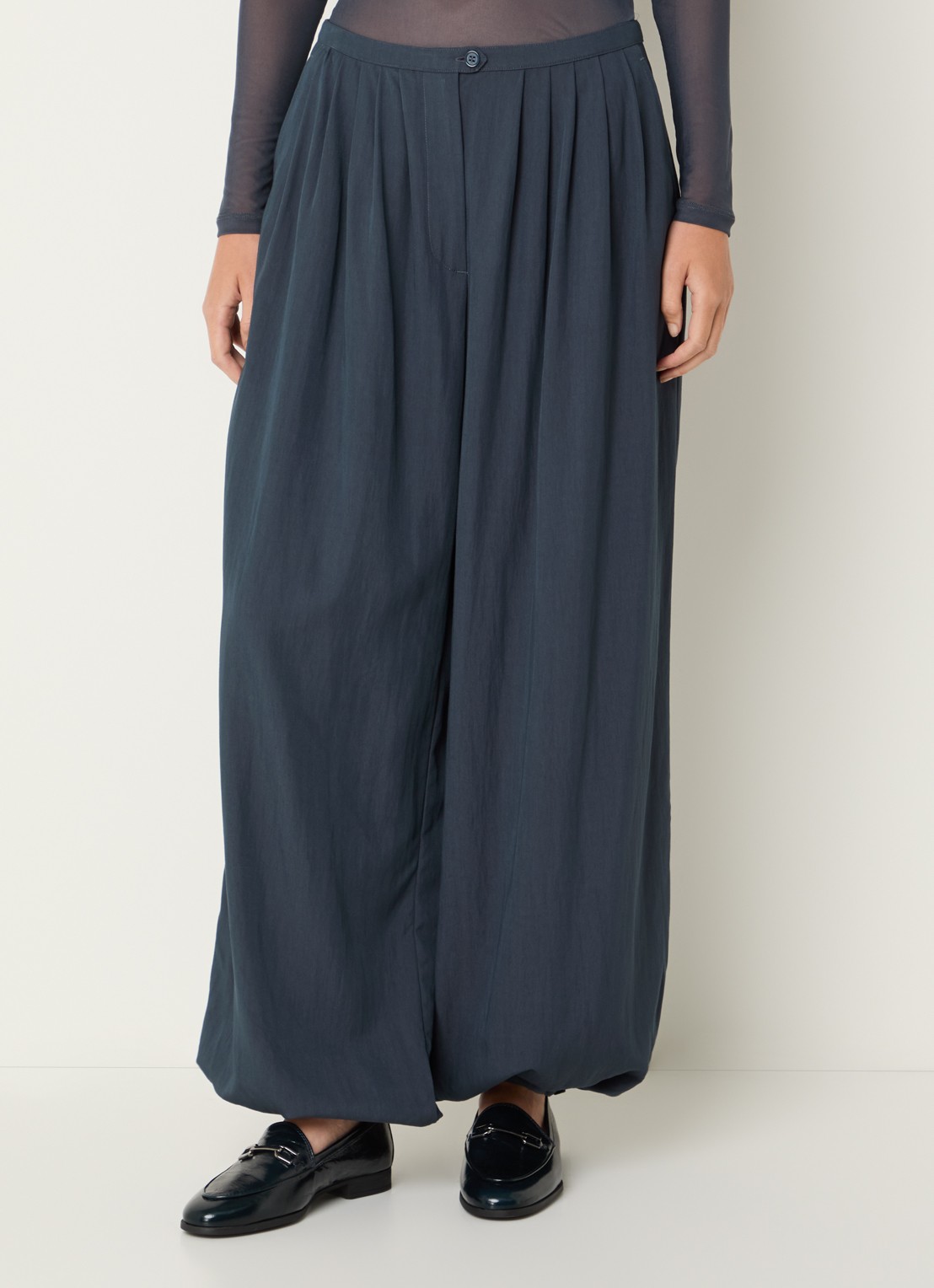 MSCH Copenhagen MSCHZinet Malanie mid waist balloon fit broek met plooidetail - detail indigo