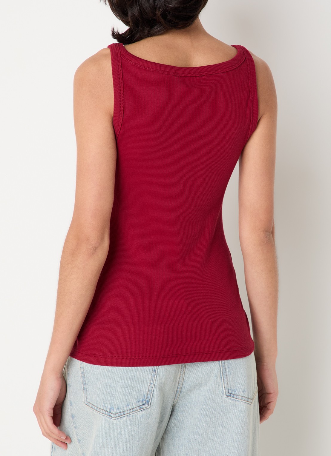 MSCH Copenhagen Rasmia tanktop met ribstructuur  - achterkant 3 bordeauxrood