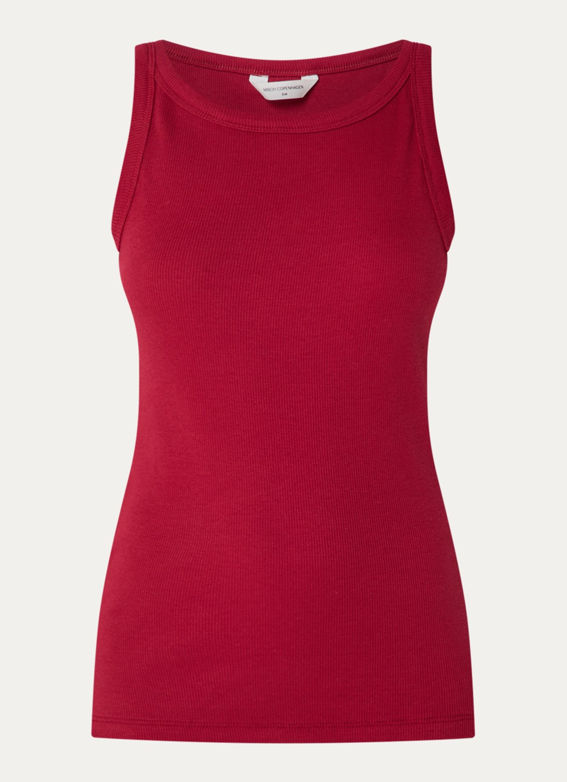 MSCH Copenhagen Rasmia tanktop met ribstructuur  - voorkant bordeauxrood