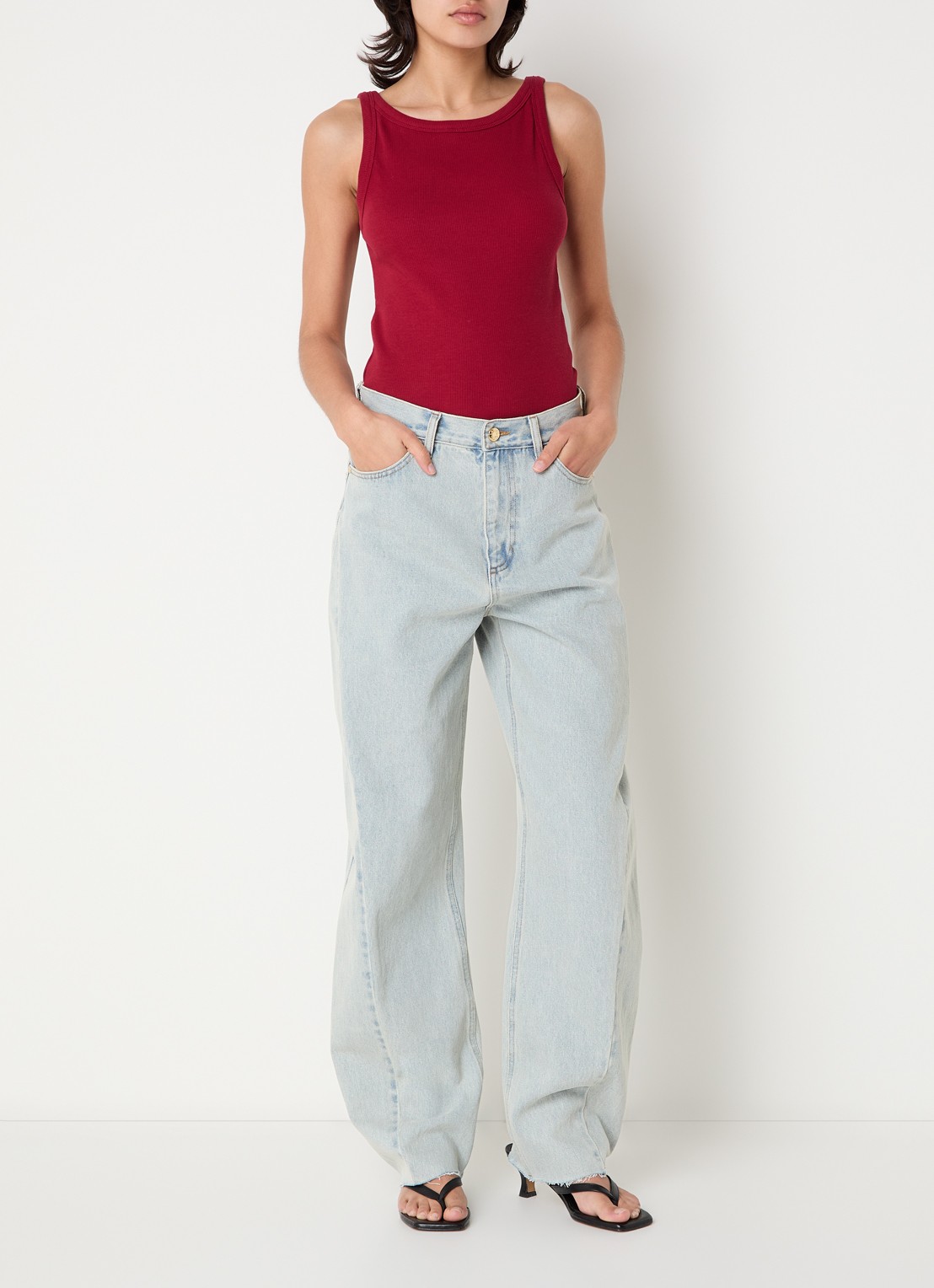 MSCH Copenhagen Rasmia tanktop met ribstructuur  - voorkant 2 bordeauxrood