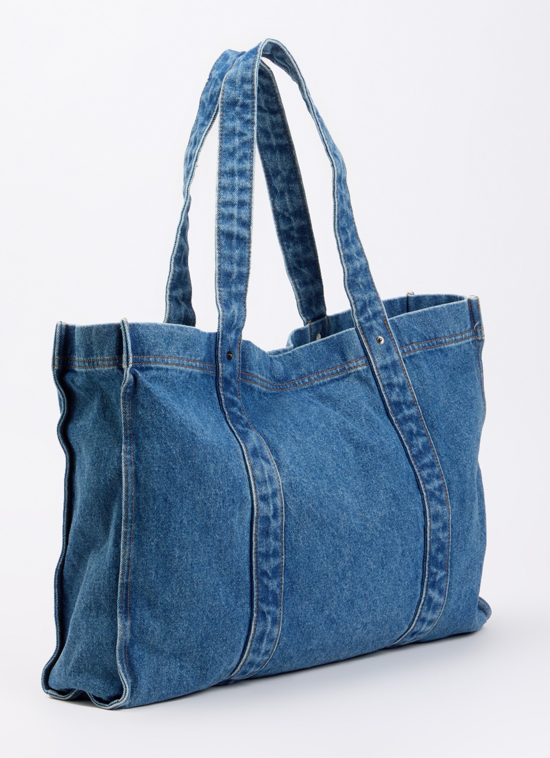 MSCH Copenhagen Shopper van denim met logo - achterkant indigo