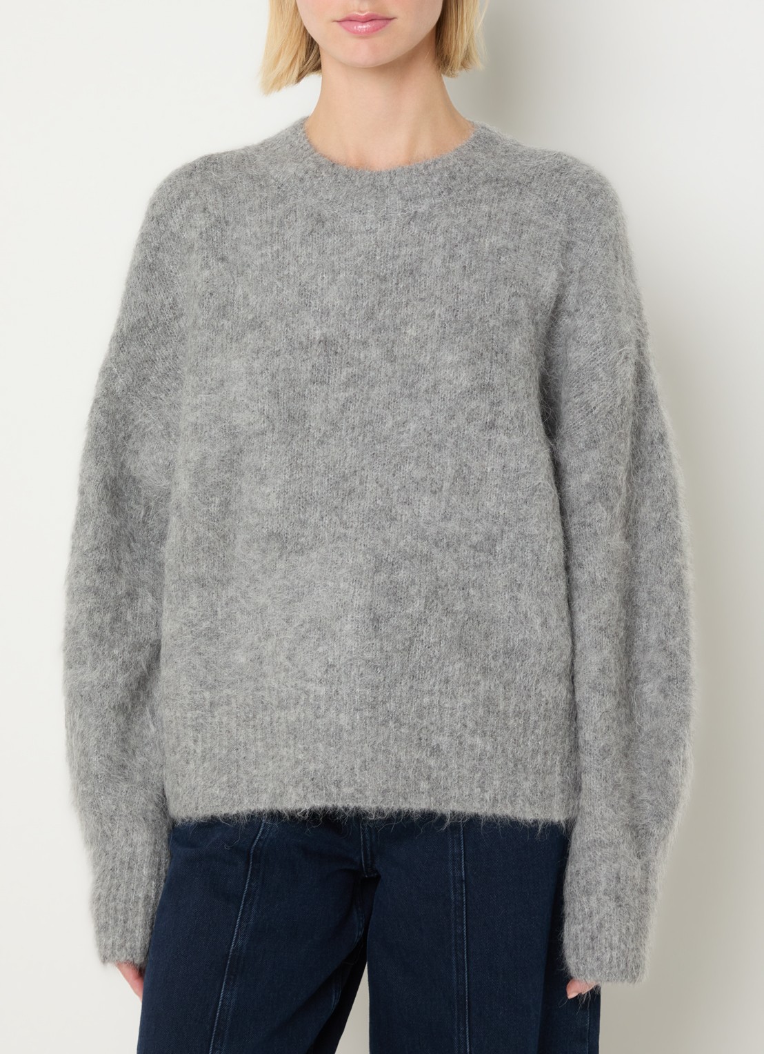 MSCH Copenhagen Tila grofgebreide trui in alpaca wolblend - detail grijs
