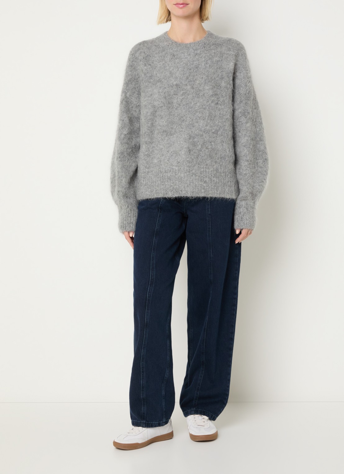 MSCH Copenhagen Tila grofgebreide trui in alpaca wolblend - voorkant 3 grijs