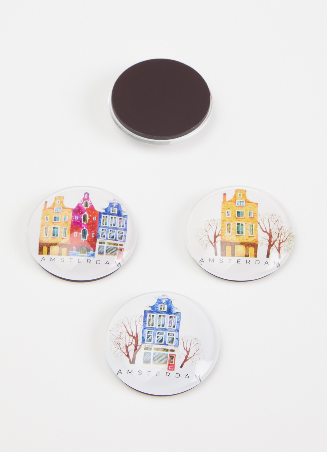 MTDay Amsterdamse Huizen glasmagneten set van 4 - voorkant 2 wit