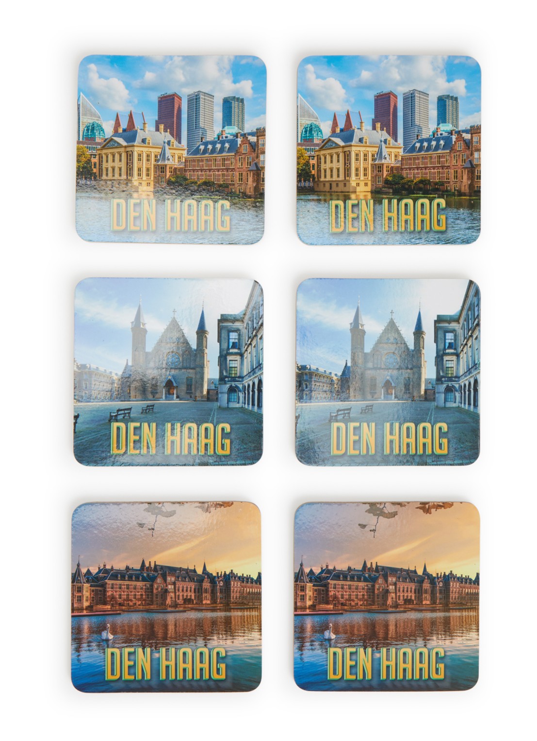 MTDay Den Haag onderzetters van kurk set van 6 - voorkant lichtblauw