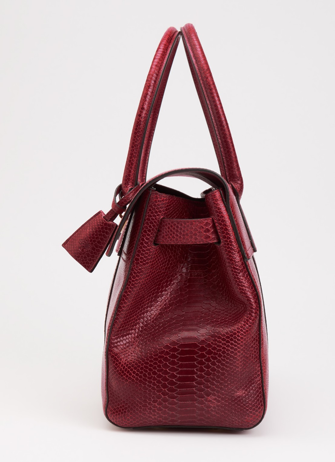 Mulberry Bayswater schoudertas van leer met slangenstructuur - detail 3 cranberryrood