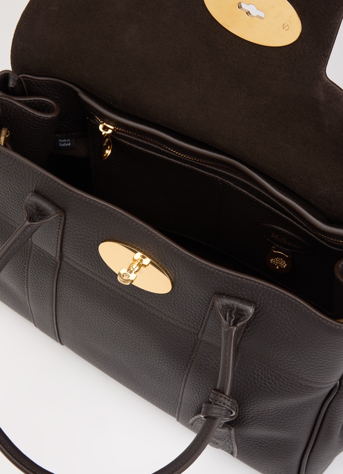 Mulberry Bayswater schoudertas van leer - detail donkerbruin