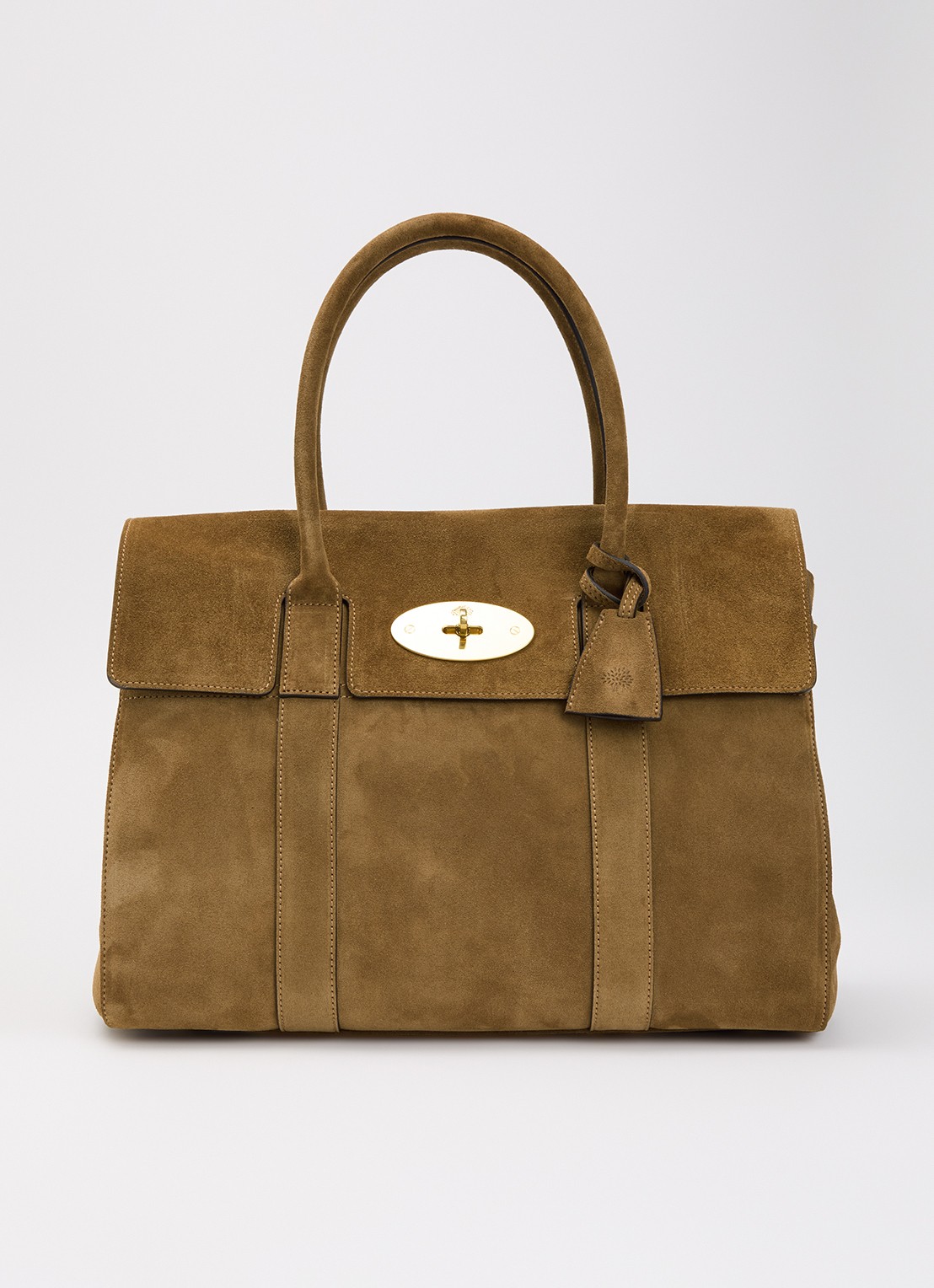 Mulberry Bayswater schoudertas van suède met logo - voorkant 5 mosgroen