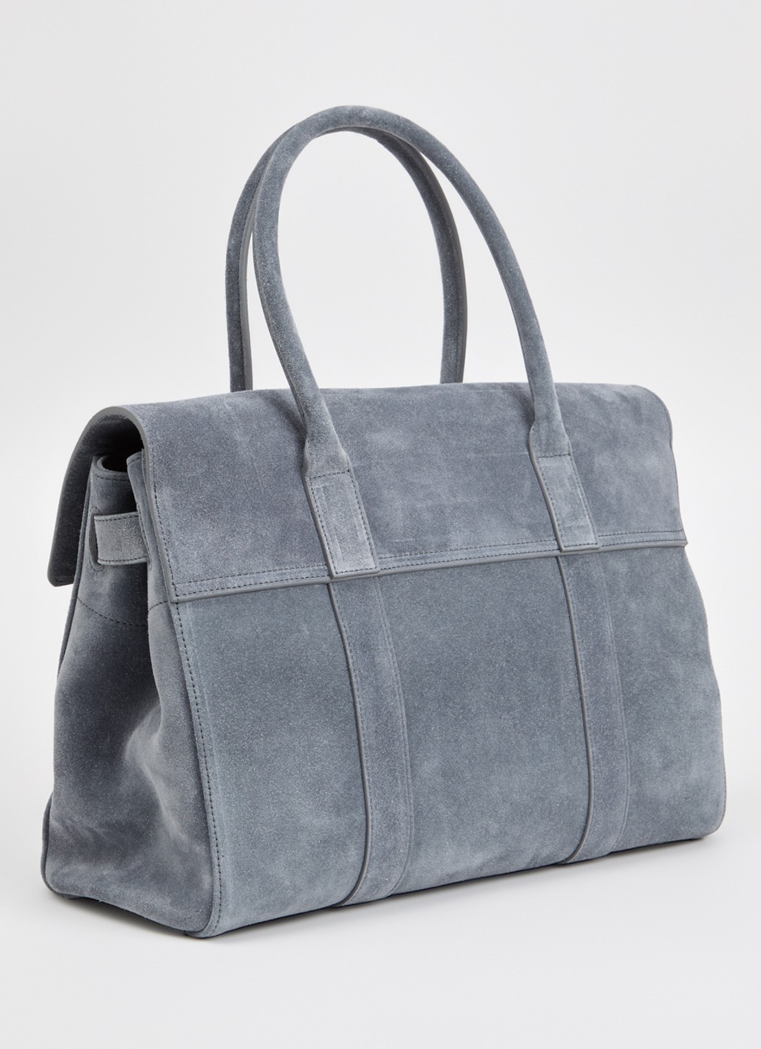 Mulberry Bayswater schoudertas van suède - achterkant 4 staalblauw
