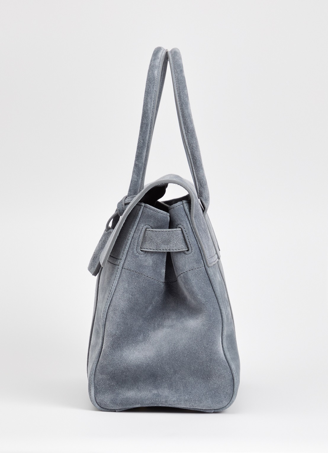 Mulberry Bayswater schoudertas van suède - detail 2 staalblauw