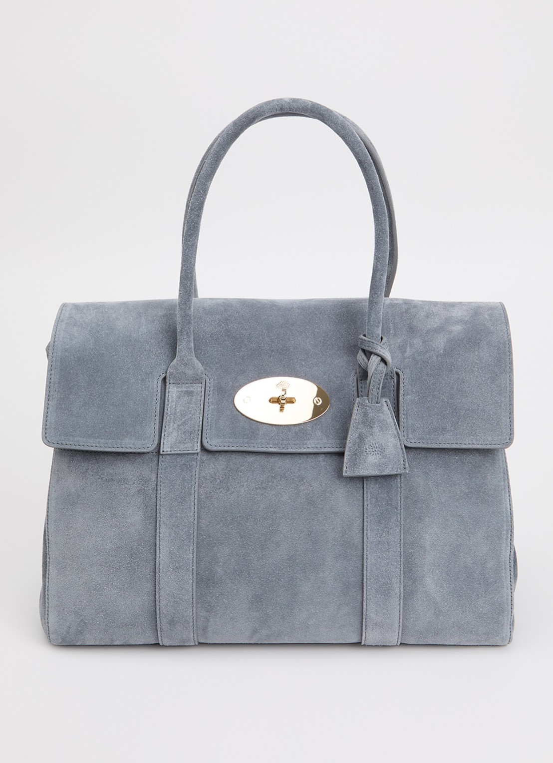 Mulberry Bayswater schoudertas van suède - voorkant 5 staalblauw