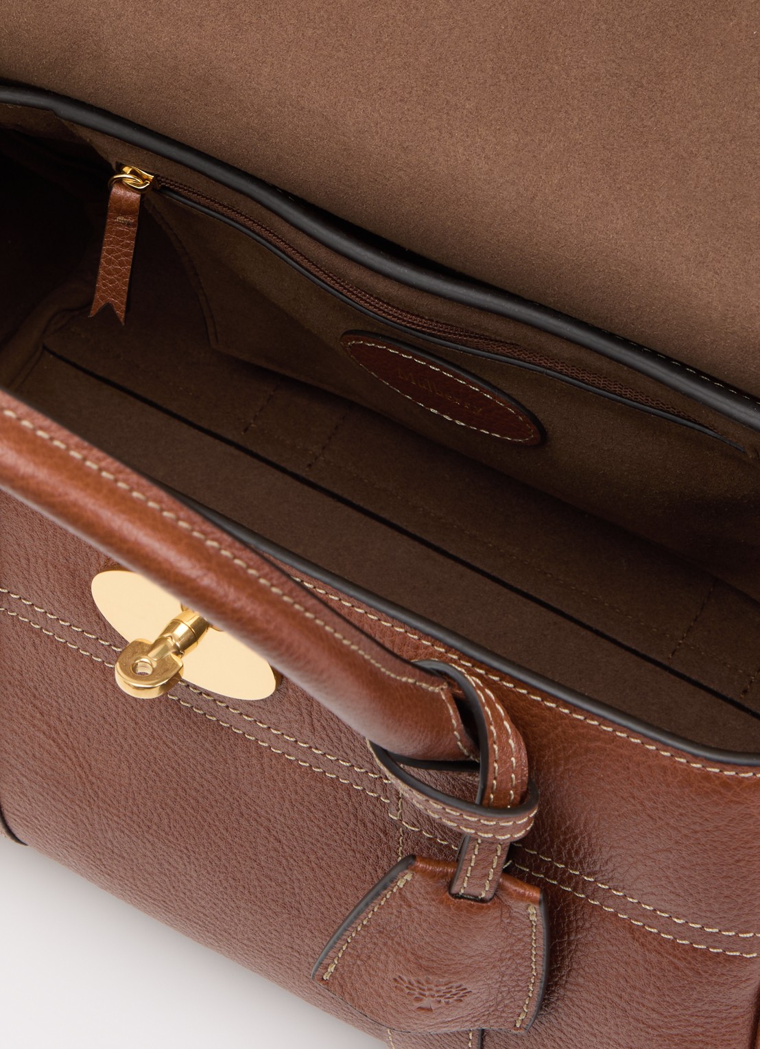 Mulberry Bayswater Small handtas van leer met afneembare schouderriem - detail bruin