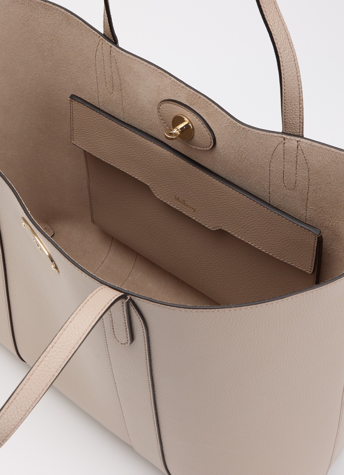 Mulberry Bayswater Small shopper van leer met uitneembaar etui - detail 2 donkerbeige