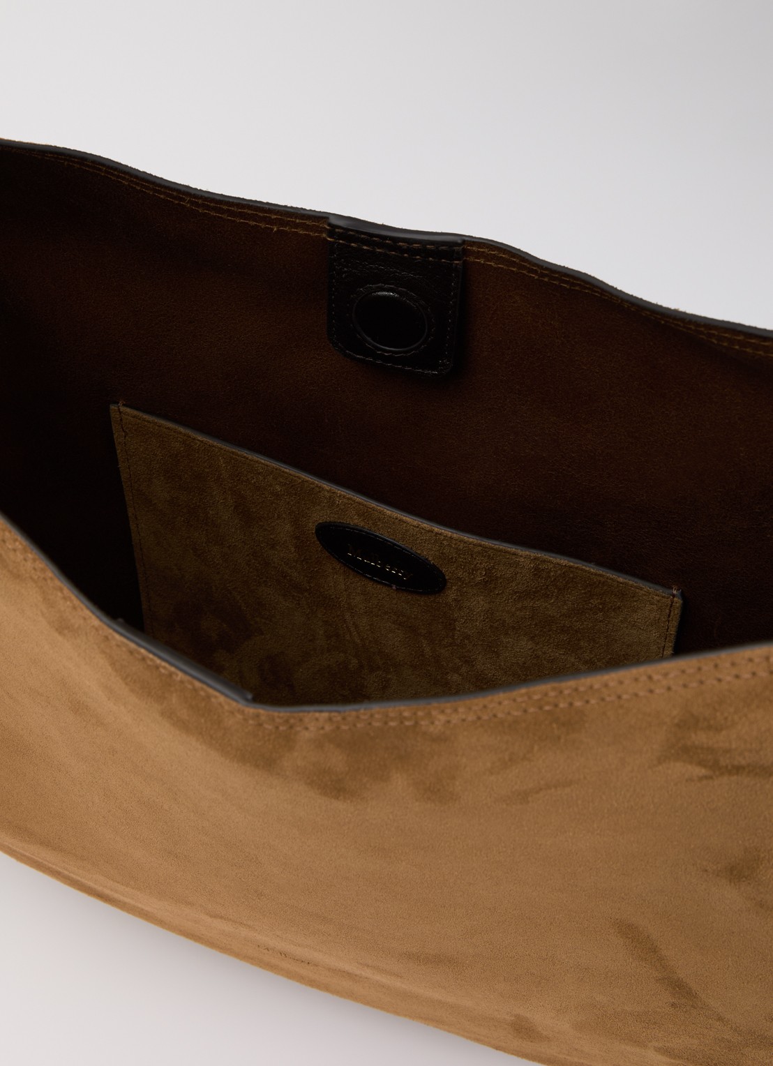 Mulberry Hackney schoudertas van suède met details van leer - detail 2 cognac