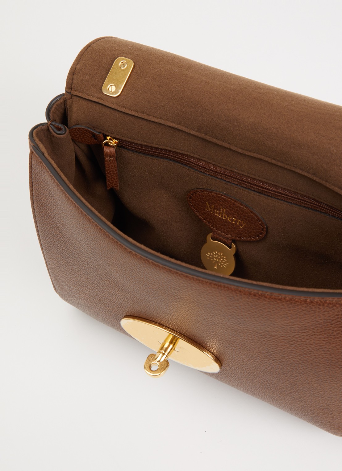 Mulberry Lily crossbodytas van leer met verstelbare schouderriem - detail 2 oranjebruin