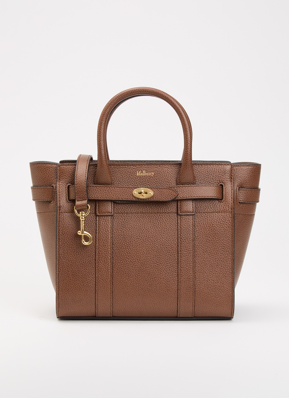 Mulberry Mini Zipped Bayswater handtas van leer met afneembare schouderriem - voorkant 4 hazelnootbruin
